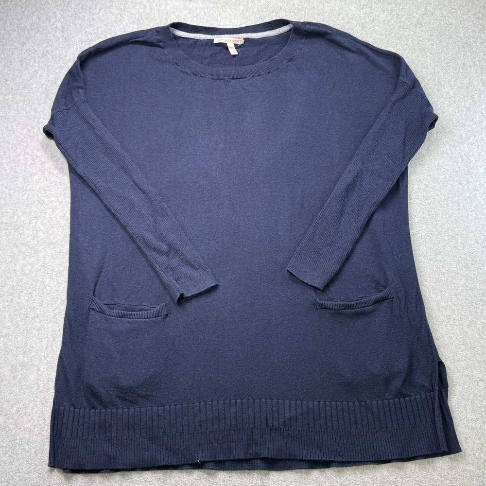 Victoria's Secret Navy‎ Blue Knit Sweater Tunic Pocket Pullover XS